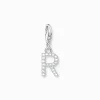 Charm-hängsmycke bokstaven R med vita stenar silver>Thomas Sabo Clearance
