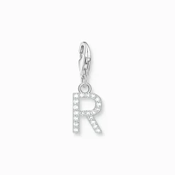 Charm-hängsmycke bokstaven R med vita stenar silver>Thomas Sabo Clearance