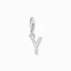Charm-hängsmycke bokstaven Y med vita stenar silver>Thomas Sabo Online