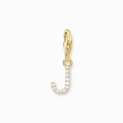 Charm-hängsmycke bokstaven J med vita stenar guldpläterad>Thomas Sabo Best