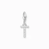 Charm-hängsmycke bokstaven T med vita stenar silver>Thomas Sabo Clearance