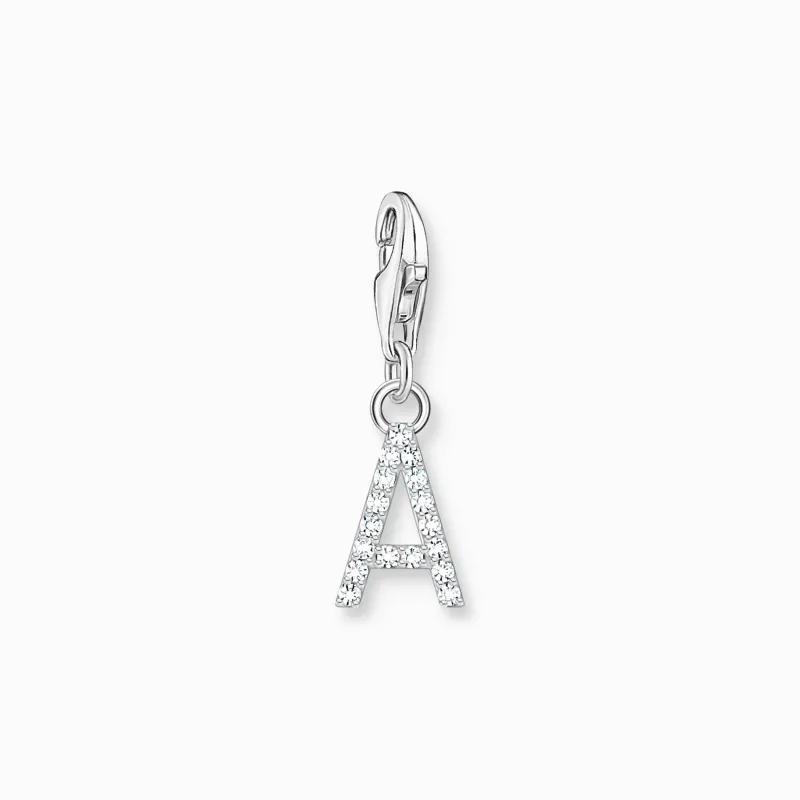 Charm-hängsmycke bokstaven A med vita stenar silver>Thomas Sabo Clearance