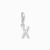 Charm-hängsmycke bokstaven X med vita stenar silver>Thomas Sabo Online