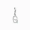 Charm-hängsmycke bokstaven G med vita stenar silver>Thomas Sabo Discount