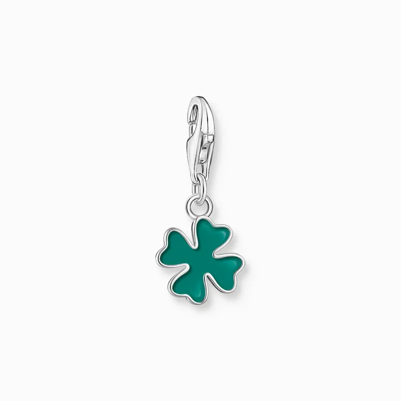 Charm-hängsmycke grönt klöverblad silver>Thomas Sabo Best