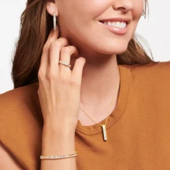 Halsband vita stenar pavé Guld- KE2113-414-14><noscript><img width=