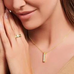 Halsband vita stenar pavé Guld- KE2113-414-14><noscript><img width=