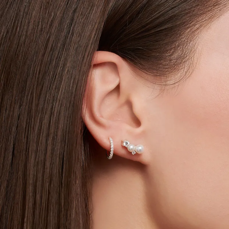 Örhängen öronklättrare pärlor med vita stenar silver – H2211-167-14>Thomas Sabo Outlet