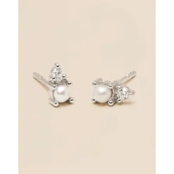 YLVA LI Diamond Pearl Stud Örhängen – Silver 8712>Signature Diamond Collection Clearance