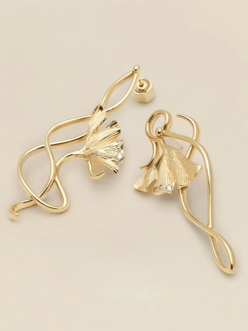 YLVA LI Embla Leaf Crystal – Guld>Örhängen Discount