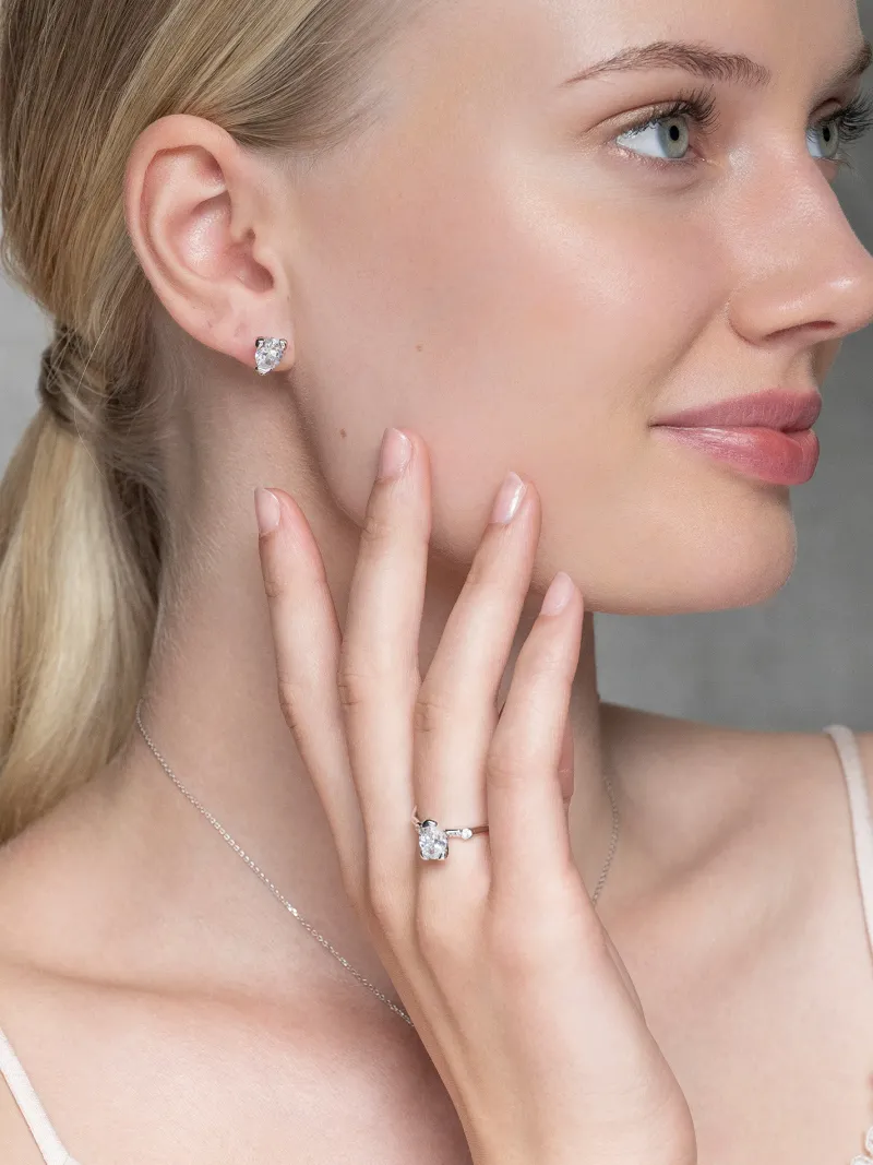 YLVA LI Embla ring Crystal – Silver>Ringar