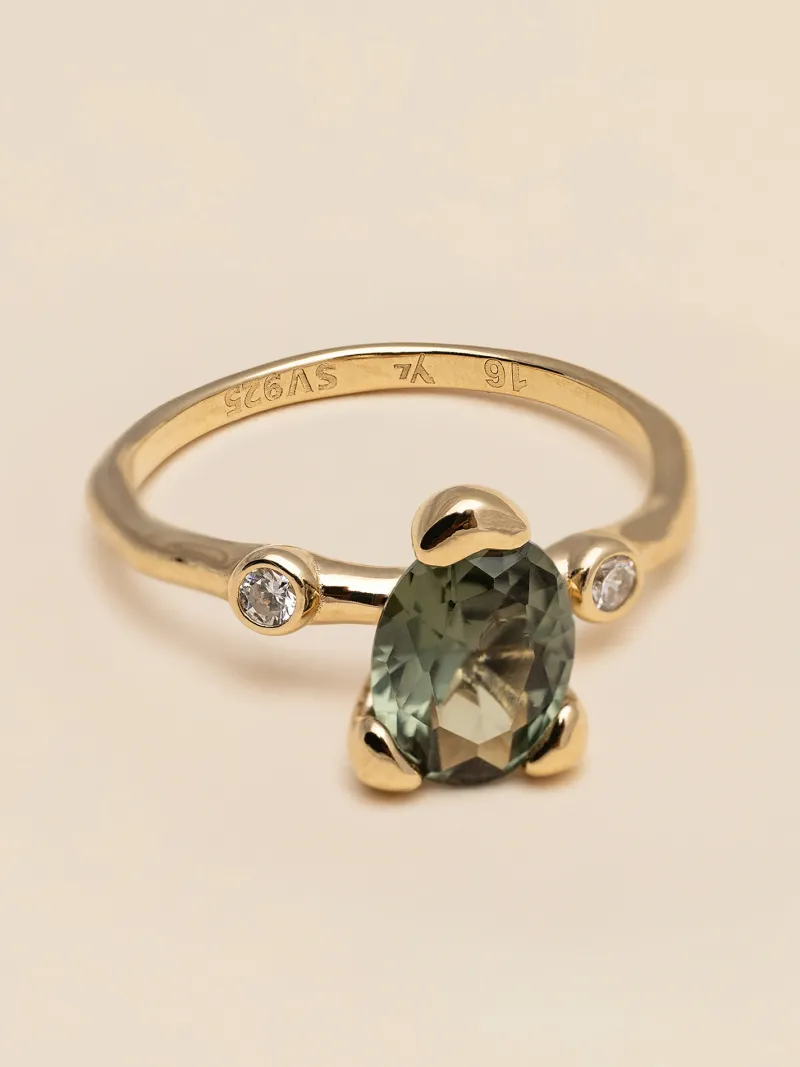 YLVA LI Embla Ring Tourmaline – Guld>Ringar Discount