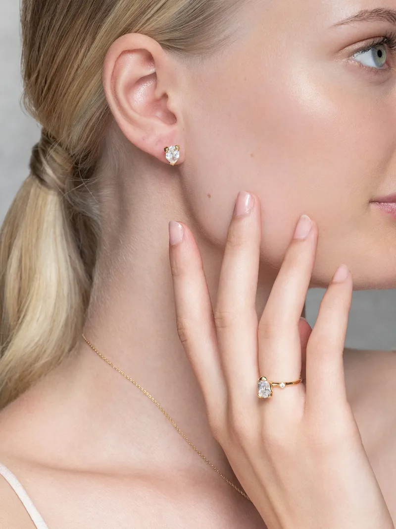 YLVA LI Embla Stud Crystal – Guld>Örhängen Sale