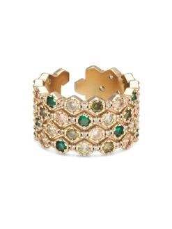 YLVA LI Halo Emerald Ring Guld 3032>Ringar New